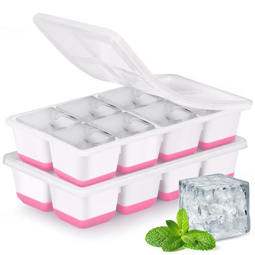 Bandejas grandes para cubitos de hielo con tapa, 2 pack miniatura 1