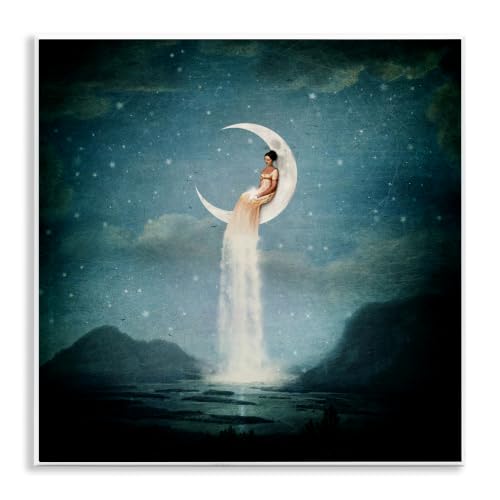Stupell Industries Mountainous Ocean Landscape Moon Dress Waterfall, Design by Paula Belle Flores
