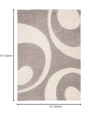 Image of Super Ultra Modern Soft Shaggy Handcrafted Anti-Skid Silk Touch Carpet, Size 4x4 Feet Square, Color Beige & IVORYY Off