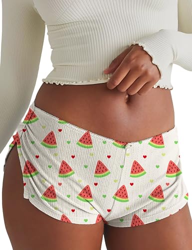 Image of FaroDor Cute Micro Pajamas Shorts for Women Low Rise Side Slit Ruched Lounge Shorts Pj Bottoms