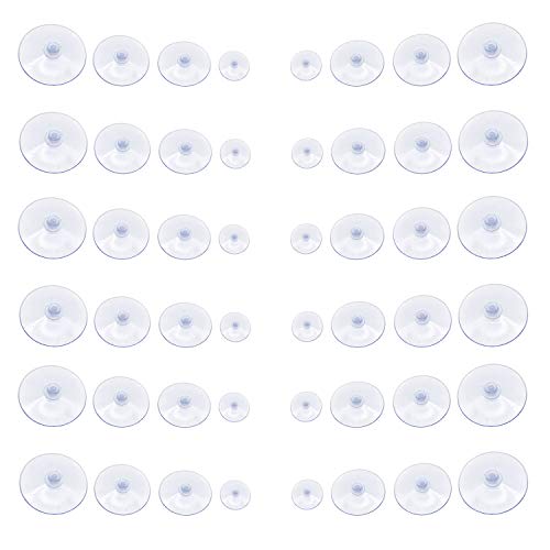 Kbraveo 80 Packs Clear Suction Cups Plastic Sucker Pads Without Hooks, 4 Size,Diameter 55 mm，45 mm, 35 mm, 20 mm