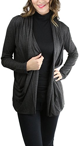 Image of ToBeInStyle Women's Long Sleeve Rib Banded Open Sweater Cardigan