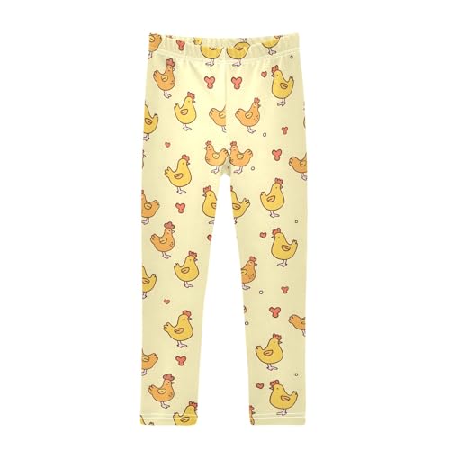 Cute Chicken Yellow 1 Girls Leggings Athletic Pants Tights Stretch Bottom