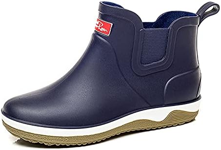 QUENLOOP Men’s Ankle Rain Boots Waterproof Chelsea Boots Slip-On Garden Work Shoes Rain Footwear 42
