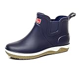 QUENLOOP Men’s Ankle Rain Boots Waterproof Chelsea Boots Slip-On Garden Work Shoes Rain Footwear 42