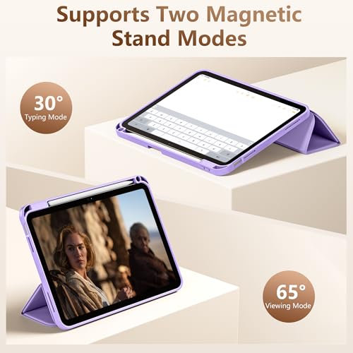 Cousper for iPad A16 Case 11th Generation 11 Inch 2025, for iPad 10th Generation Case 10.9 Inch 2022 with Pencil Holder, Trifold Stand Protective Cover with Soft TPU Back, Auto Wake/Sleep, Lavender by Cousper - Image 5