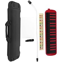 32 Key Melodica, Wind Musical Instrument Compact and Portable Mouthpiece Air Piano Keyboard Ergonomic Design Melodica for Beginners and Melodica Lovers, Includes EVA Bag Red