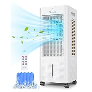 3-IN-1 Portable Evaporative Air Cooler,Grelife Air Cooler Cooling Fan with 4 Ice Packs,12H Timer,1.58Gal Water Tank,Remote Control,3 Modes,3 Speeds, Personal Swamp Cooler for Bedroom Home Office