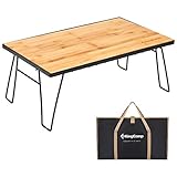 KingCamp Folding Bamboo Table Portable Picnic Camping Table with Carry Bag Ultralight Folding Table...