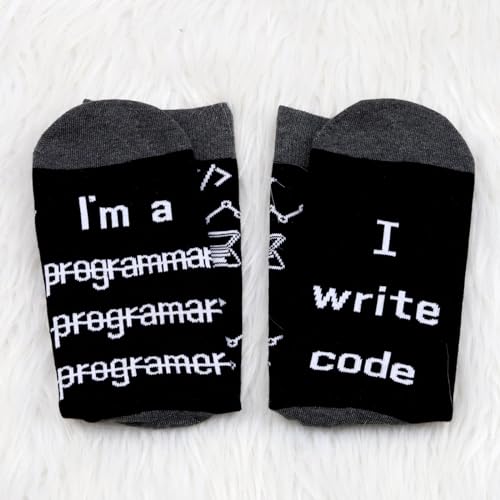 PXTIDY 1 Pairs Funny Programmer Gifts Programmer Socks Programming Gifts Java Programming Gifts I Write Code Socks3