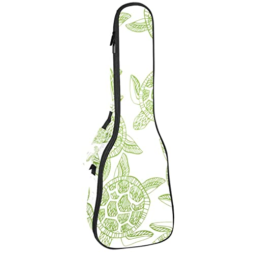Housse ukulélé concert motif tortue verte rembourrée 10mm