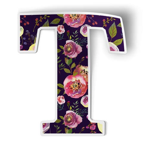 Squiddy Floral Letter H Sticker - 4" Rose Design Vinyl Decal For Laptop & Car