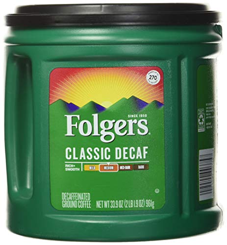 Folgers Classic Decaf Medium Roast - Makes 270 Cups - 33.9Oz (2Lb 1.9Oz) 961G #TOP2