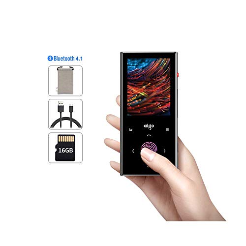 Aigo MP3 Player,16GB Bluetooth Digital Player with FM Radio,Audiobook,Built-in Speaker,Voice Recorder,HiFi Sound,Bluetooth 4.1