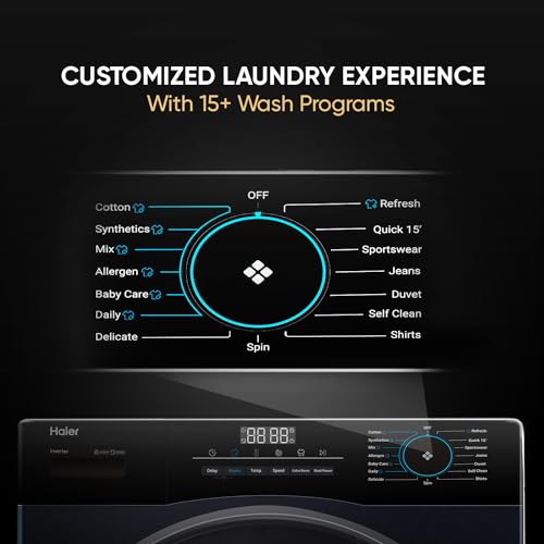 Image of Haier 8 Kg Frontload with 525 Super drum, Refresh, AI DBT and 5 Star rating (HWM80-IM12929EBK)