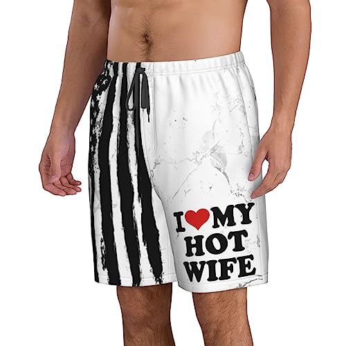 Heart I Love My Hot Wife Men's Swim Trunks Board Swim Shorts Swimsuit Swimwear Bathing Suit Funny Men's Beach Shorts2
