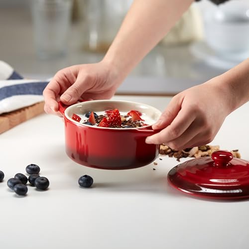 image for Kook Ceramic Mini Cocotte Set, Small Casserole Dishes with Lids and Ha