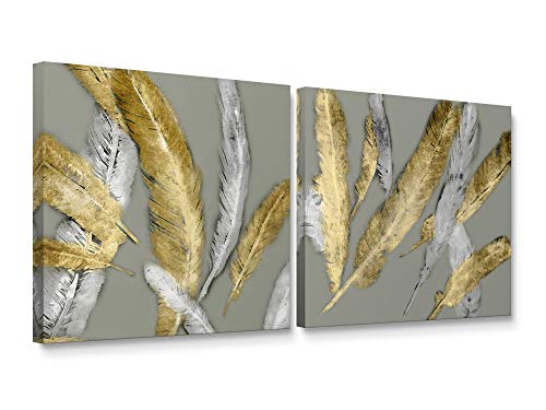 Niwo ART - Golden Feather, Golden Series Canvas Wall Art