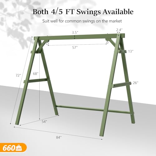 Image of VINGLI 6.9FT Wooden Porch Swing Frame for 5FT Swing, Green