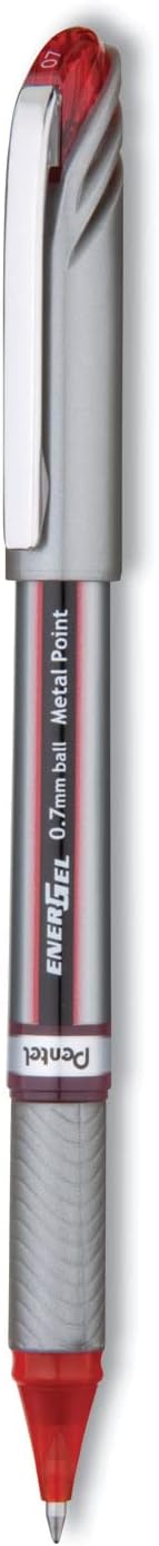 Pentel EnerGel NV Liquid Roller Ball Stick Gel Pen, Red Ink, Medium
