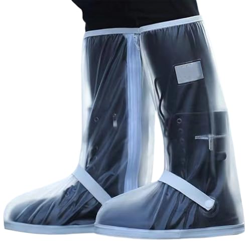 Cubrezapatos impermeables con cremallera en PVC antideslizantes con suela ranurada para senderismo, ciclismo y actividades al aire libre