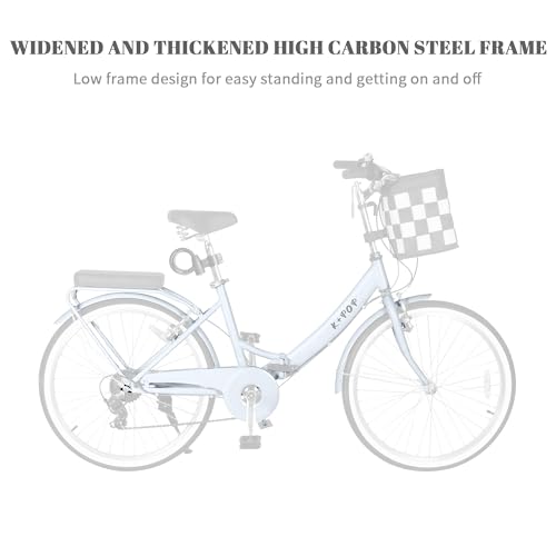 Bggfnz 26 Inch Foldable Beach Cruiser Bike Womens Bicycle, 7 Speed Bikes For Women, Commuter Bicycle For Adult With Basket, Dual V-Brake Complete Cruiser Bikes thumb #4