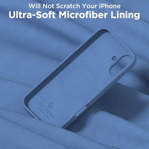 Image of Magnetic for iPhone 16 Case, Compatible with Magsafe, Suction Cup Phone Mount, [2 Screen Protectors][Camera Lens Protector] Silicone Shockproof Protective Slim Phone Cover 6.1 inch, Azure Blue
