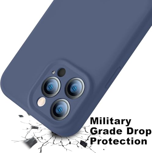 Image of DIZORO Microfiber Square Candy Case Compatible for iPhone 14 PRO, Shockproof Slim Back Cover Liquid Silicone Case (Navy Blue)