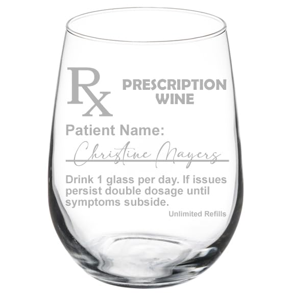 Engraved Wine Glass White Red Wine Custom Personalized Prescription Wine Funny (Stemless 17oz)