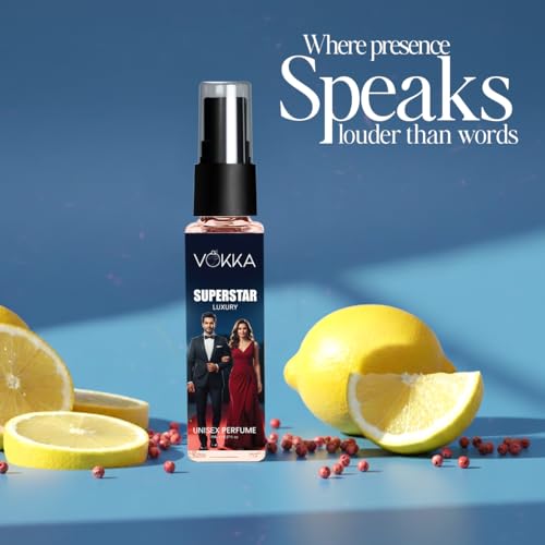 Image of VOKKA Pocket Perfume Superstar 8ml | Unisex Luxury Long Lasting Perfume for Men & Women | Eau De Parfum| EDP Fragrance for Gift | Travel & Skin Friendly | Notes: Lemon Pepper, Floral, Woody Vetiver