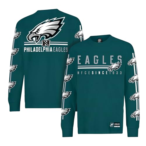 Ultra Game Men's NFL Official Super Soft Supreme Long Sleeve T-Shirt, Philadelphia Eagles, Heather Gray, Medium