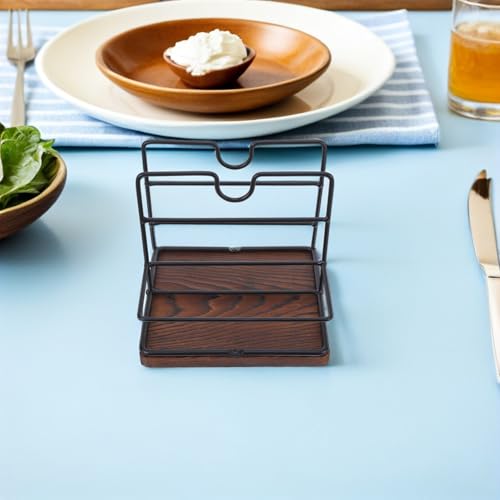 Porte-serviettes moderne bois et support de condiments élégant pour salle à manger - 7