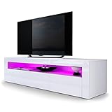 tv-board lowboard hochglanz weiss 200 cm Fronten in Weiß Hochglanz aus MDF, Rahmen in Weiß Hochglanz