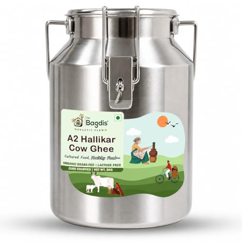 The Bagdi's Hallikar A2 Desi Cow Ghee Vedic Bilona Method | Pure & Natural Ghee Steel Can 5L