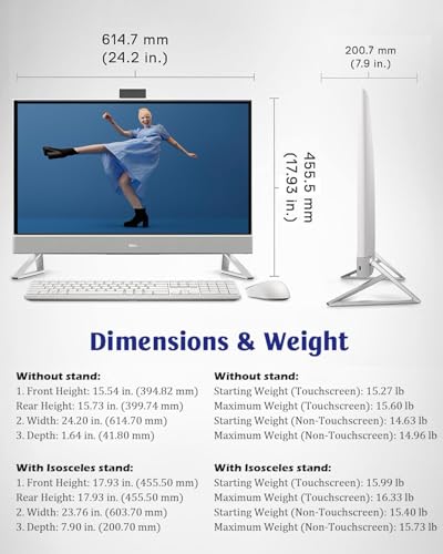 Image of Dell 27 All-in-One Desktop Computer PC - 32GB RAM, 1TB SSD, 27 inch FHD IPS Touchscreen, Intel 7-150U CPU (up to 5.4GHz), GeForce MX570A, Wireless KB & Mouse, Wi-Fi 6E, Bluetooth, Win 11 Pro