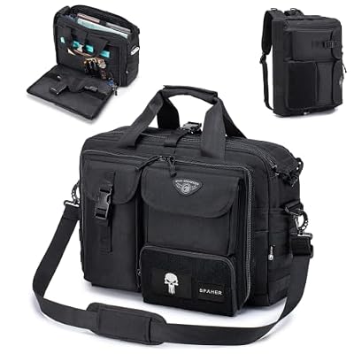 SPAHER 3 in 1 Borsa Porta PC 17,3" Zaino Tattica Borsello Uomo a Mano Nero