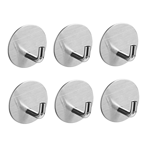 INOOMP 6 piezas Gancho de Acero Inoxidable sin Taladro para Baño y Cocina de Colgador Resistente para Toallas Ropa y Accesorios Fácil Instalación y Ahorro de Espacio