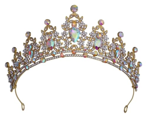 Accesorios para el cabello con corona multicolor y tiara de diamantes mujer