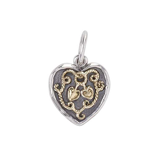 Waxing Poetic Evertied Heart Sterling Silver and Brass Heart Sentiment Charm