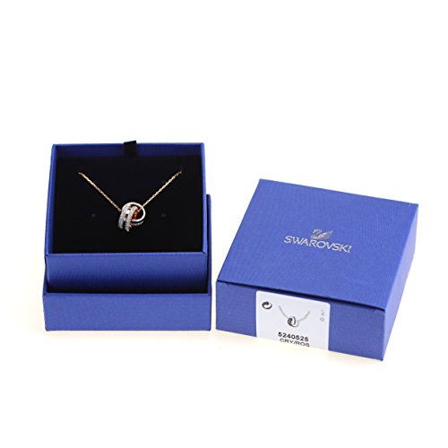 Swarovski Further Collection Women's Necklace, Intertwined Circle Pendant With White Crystals And Rose-Gold Tone Plated Chain #TOP5