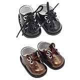 niannyyhouse Leather Shoes 7.8in（20cm） Humanoid Doll Stuffed Animals Clothes Accessories (Black+Brown)