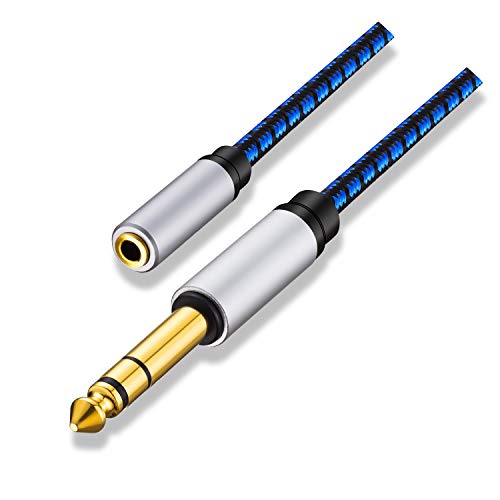 1/4 to 3.5mm Headphone Adapter 12 ft, NC XQIN TRS 6.35mm 1/4 Male to 3.5mm 1/8 Female Stereo Jack Audio Adapter for Amplifiers, Guitar, Keyboard Piano, Home Theater, Mixing Console, Headphones