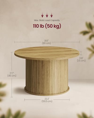 Image of VASAGLE Round Coffee Table, Living Room Table with Tambour Design