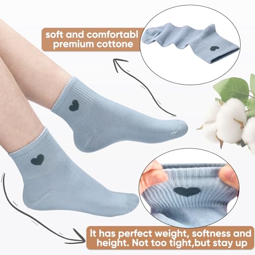 Corlap Women's Cute Cotton Crew Athletic Running Socks - Ankle High, Novelty Fun Heart Design 5-Pairs (Gift Box)4
