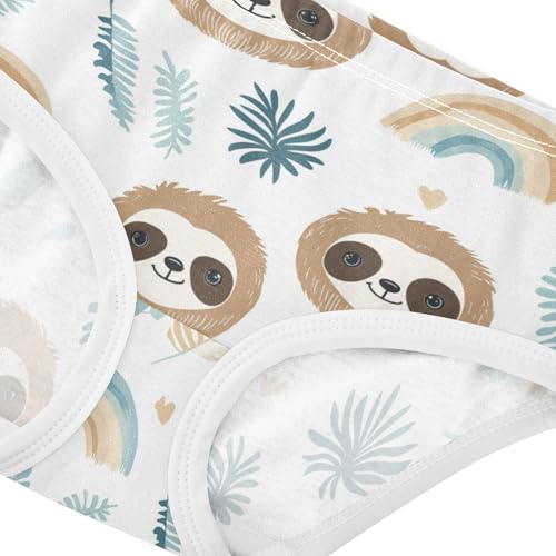 Wusikd Cute Sloth Heads Girls' Underwear Cotton Rainbow Girls Briefs Soft Toddler Underwear 2T4