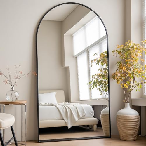 Image of Prywot Arched Full Length Mirror, 71 inchx30 inch Free Standing Floor Mirror, Black
