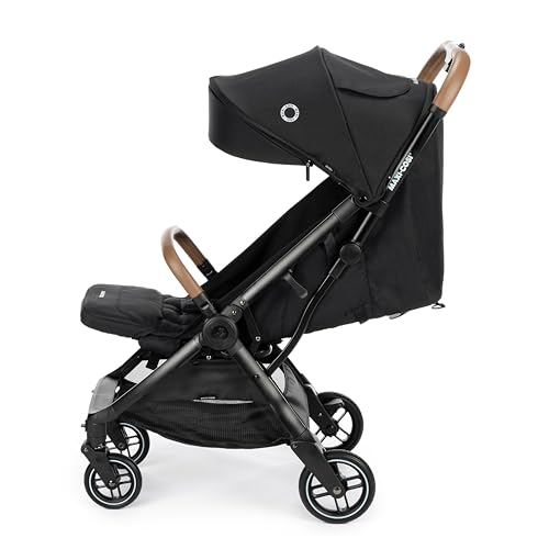Image of Maxi-Cosi Eva Lightweight Baby Stroller,0-4Years, Automatic One-Hand Fold, Flat Recline,Carry Strap,Puncture-Proof Wheels,5-Point Harness,Mosquito Net,Bumper Bar, Compact &Travel-Friendly Pram, Black