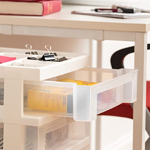 image for IRIS USA Plastic Drawer Storage Organizer Rolling Cart, with Wheels Ca