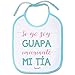 Supermolon 02529 –"Si Yo Soy Guapa, Imaginate Mi Tia" Bavaglino per bebè, con lacci, blu celeste, unisex