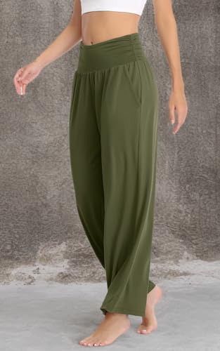 Image of TARSE Womens Wide Leg Pants Casual Loose Yoga Sweatpants Comfy Lounge Pajama Flowy Pants Pockets